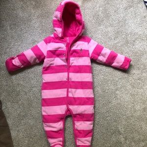 Pink striped Gap winter bunting romper 3-6 months